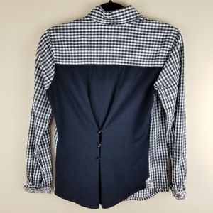 bebe Plaid Black and White Collar Button Blouse S